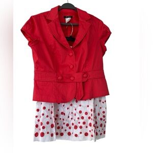PS….Style Red Blazer with Polka Dot Skirt Set Size 14